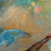 Andreja Soleil "Talisman. Detail Delfin" 2020. Acryl, Kohle und Tusche auf Leinwand, 240 x 110 cm