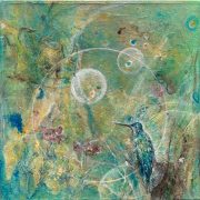 Lied des Kolibris. Acryl, Kohle und Tusche auf Leinwand, 30 x 30 cm cm © Andreja Soleil